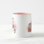 Schattige Roze Cartoon Kitten Kerst Mok (Midden)