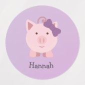 Schattige roze Cartoon meisje varken Labels (Design 1)