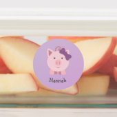 Schattige roze Cartoon meisje varken Labels (Aangebracht)