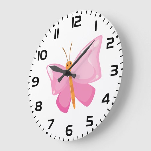 Schattige Roze Cartoon Vlinder Grote Klok (Hoek)