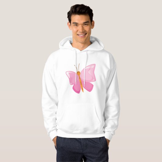 Schattige Roze Cartoon Vlinder Hoodie (Voorkant volledig)