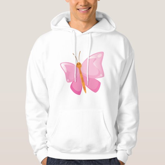 Schattige Roze Cartoon Vlinder Hoodie (Voorkant)