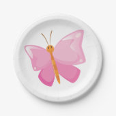 Schattige Roze Cartoon Vlinder Papieren Bordje (Voorkant)