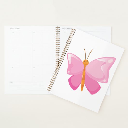 Schattige Roze Cartoon Vlinder Planner (Display)