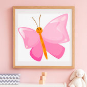 Schattige Roze Cartoon Vlinder Poster