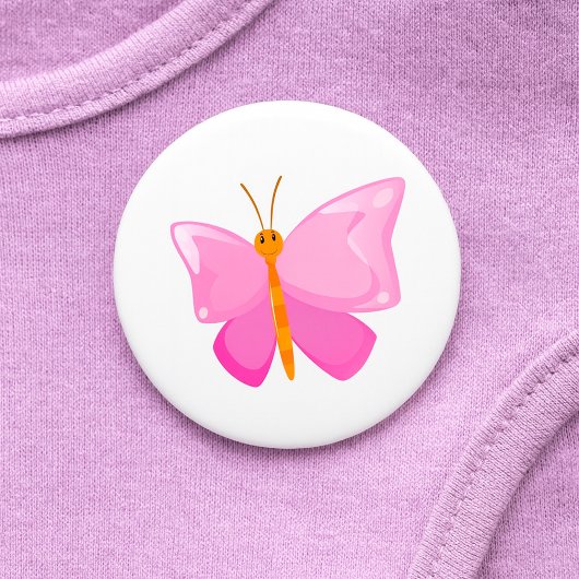 Schattige Roze Cartoon Vlinder Ronde Button 7,6 Cm