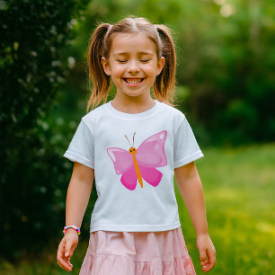 Schattige Roze Cartoon Vlinder T-shirt