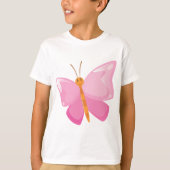 Schattige Roze Cartoon Vlinder T-shirt (Voorkant)