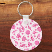 Schattige Roze Chic Ditsy Vakantie Kerst Ornament Sleutelhanger (Voorkant)