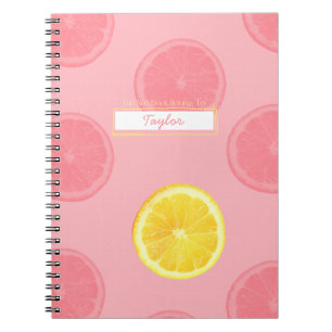 Schattige roze citroen gepersonaliseerd Notitieboe Notitieboek