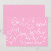Schattige Roze Cool Script Typografie Bruidsmeisje Kaart (Voorkant / Achterkant)