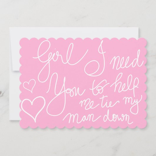 Schattige Roze Cool Script Typografie Bruidsmeisje Kaart (Voorkant)