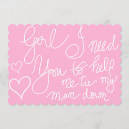 Schattige Roze Cool Script Typografie Bruidsmeisje Kaart