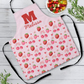 Schattige Roze Coquette Berry Pattern Monogram Schort