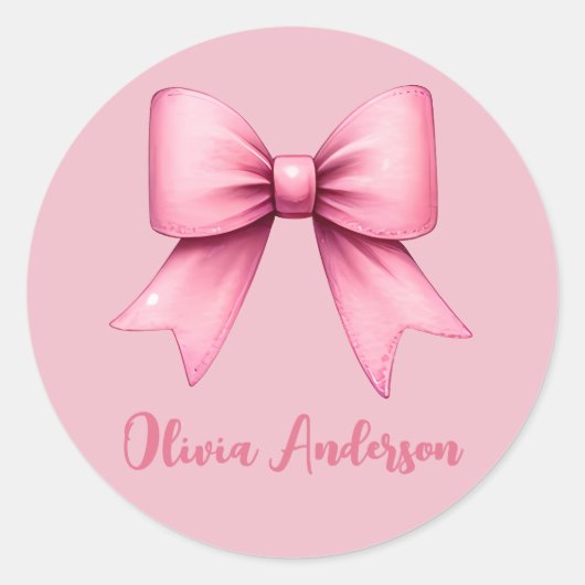 Schattige Roze Coquette Bow Esthetische girly Ronde Sticker (Voorkant)