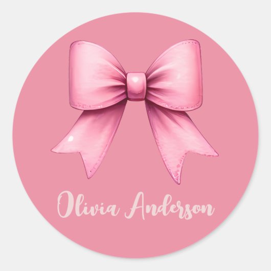 Schattige Roze Coquette Bow Esthetische girly Ronde Sticker (Voorkant)
