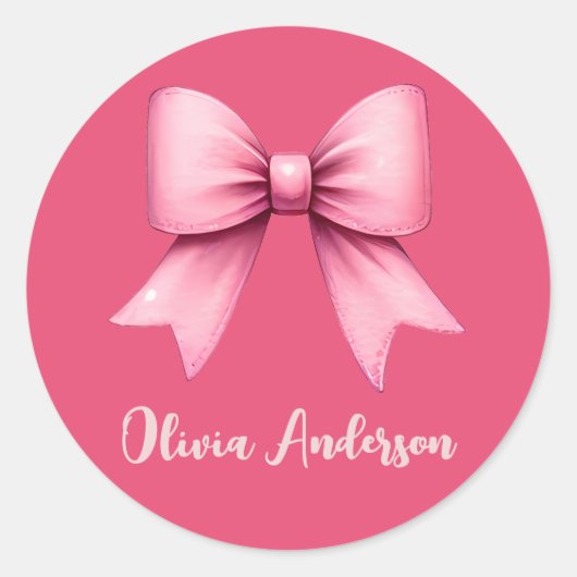 Schattige Roze Coquette Bow Esthetische girly Ronde Sticker (Voorkant)