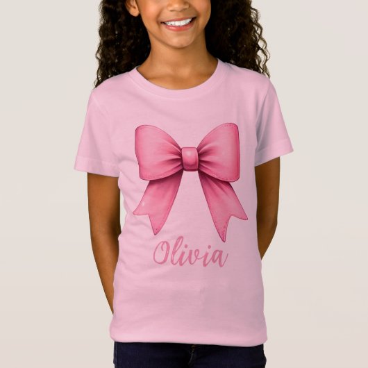 Schattige Roze Coquette Bow Esthetische girly T-shirt (Voorkant)