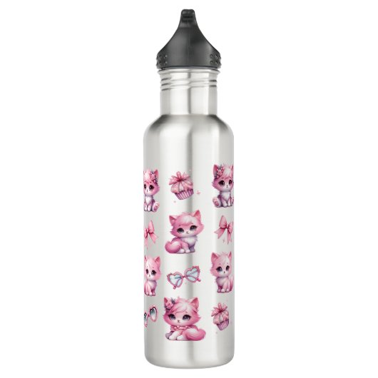 Schattige Roze Coquette Bows Esthetisch Waterfles (Rechts)