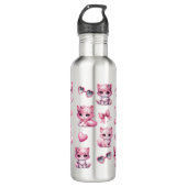 Schattige Roze Coquette Bows Esthetisch Waterfles (Voorkant)