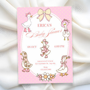 Schattige roze Coquette eend baby shower Kaart