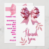Schattige Roze Coquette Strik Baby Meisje Shower B Kaart (Voorkant / Achterkant)