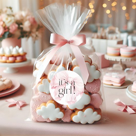 Schattige Roze Coquette Strik Het is een Meisje Ronde Sticker