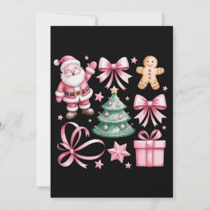 Schattige Roze Coquette Strik Kerstman Kerstboom K Feestdagenkaart