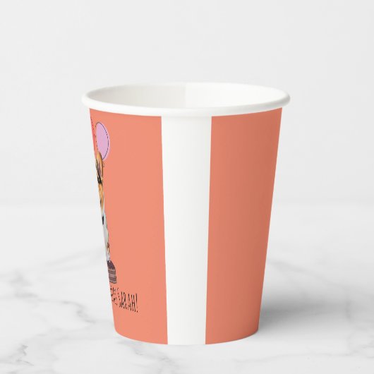 Schattige Roze Corgi Verjaardag Cup  Papieren Bekers (Links)