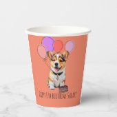 Schattige Roze Corgi Verjaardag Cup Papieren Bekers (Voorkant)