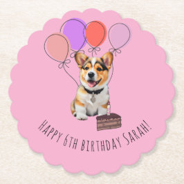 Schattige Roze Corgi Verjaardag Kartonnen Onderzetters