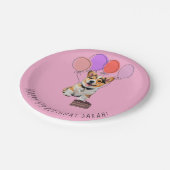 Schattige Roze Corgi Verjaardag  Papieren Bordje (Gekanteld)