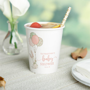 Schattige Roze Cottage Konijnenkonijn Baby shower Papieren Bekers