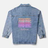 Schattige roze cowgirl gepersonaliseerd Western Denim Jacket (Achterkant)