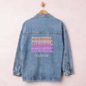 Schattige roze cowgirl gepersonaliseerd Western Denim Jacket (Hangar)