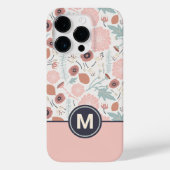 Schattige roze crème bloemig botanisch monogram Case-Mate iPhone case (Achterkant)