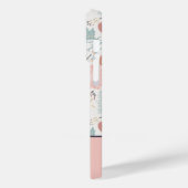 Schattige roze crème bloemig botanisch monogram Case-Mate iPhone case (Achterkant / Links)