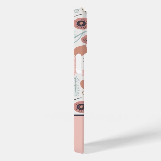 Schattige roze crème bloemig botanisch monogram Case-Mate iPhone case (Achterkant / Rechts)