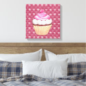 Schattige roze cupcake canvas afdrukken (Insitu (Slaapkamer))