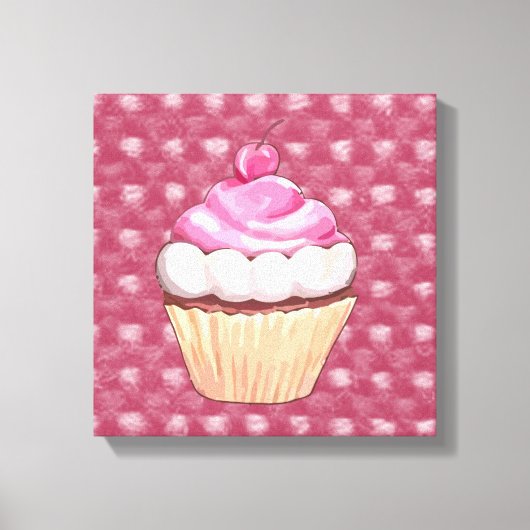 Schattige roze cupcake canvas afdrukken (Voorkant)