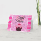 Schattige roze cupcake happy birthday Kaart (Voorkant)