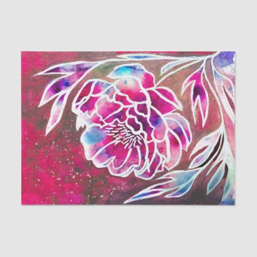 Schattige Roze Dahlia Meisje  Bloemen Waterverf Tissuepapier (Voorkant)