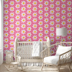 Schattige Roze Daisy Flower Pattern Kinder Behang