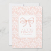 Schattige roze damast strik baby meisje douche kaart (Achterkant)