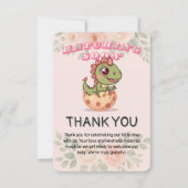 Schattige Roze Dino Komt Eerder Uit Bedankkaart (Voorkant)