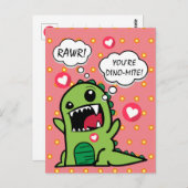 Schattige Roze Dinosaur Dinosaurus Kinderen Hallo Briefkaart (Voorkant / Achterkant)