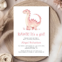 Schattige Roze Dinosaur Girl Baby Shower
