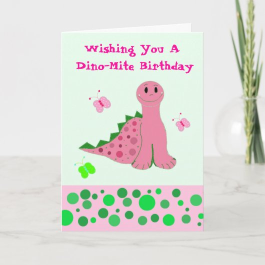 Schattige Roze Dinosaur Kaart (Voorkant)