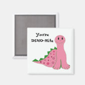 Schattige Roze Dinosaur Magneet (Voorkant / Achterkant)
