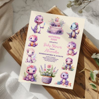 Schattige Roze Dinosaurus Baby shower